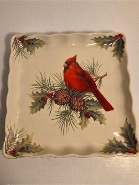 CRACKER BARREL "SEASON OF PEACE" CERAMIC CARDINAL TEA TRAY (TRAY ONLY)